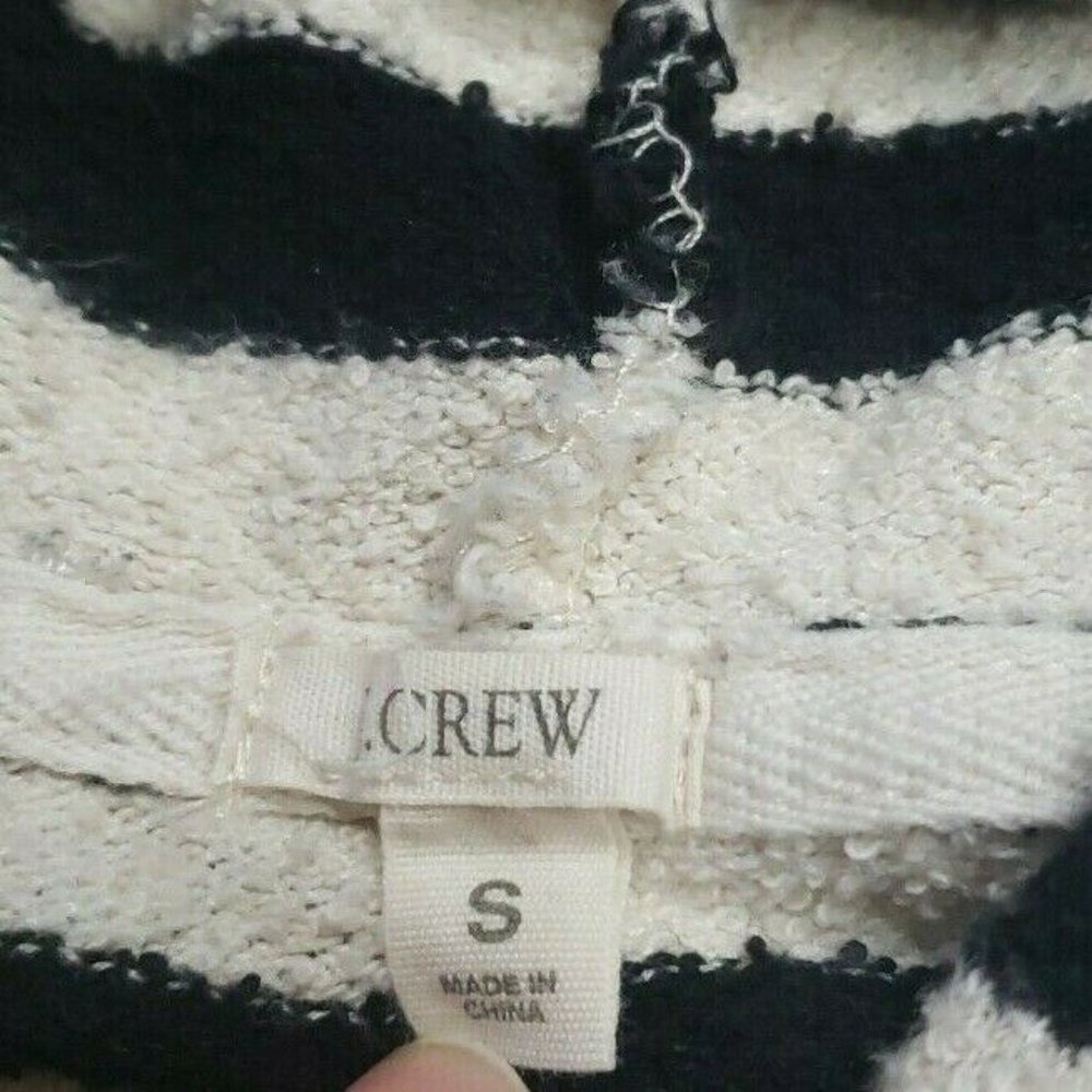 J Crew Cream Black Terry Pullover Hoodie Kangaroo - Picture 4 of 6
